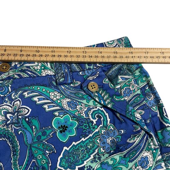 Lauren Ralph Lauren Womens Shorts Size 10 Blue Cuffed Paisley High Rise Zip Fly - Picture 6 of 9